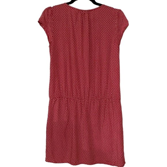 Gap Blouson Stretch Dress Red w/Side Pockets Geometric 100% Rayon Junior Size M - Picture 2 of 15